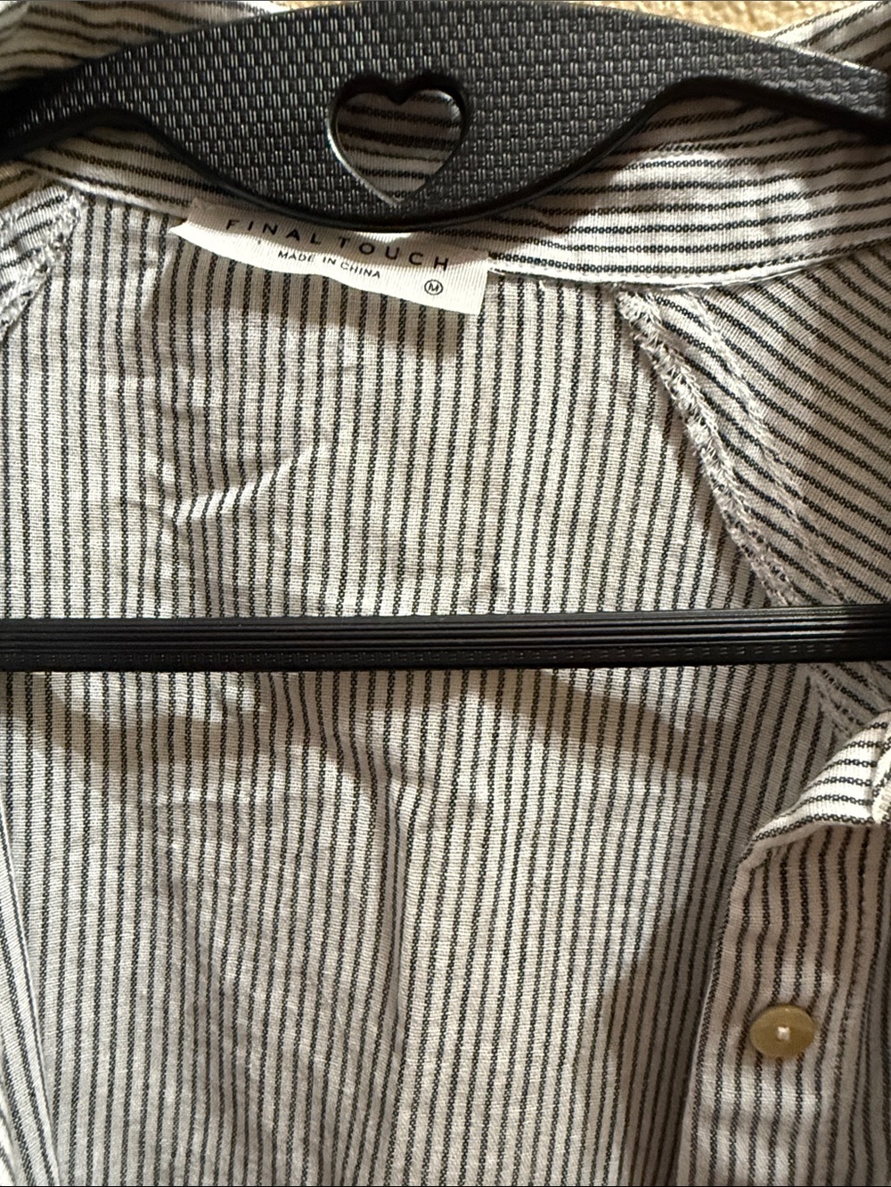 Final Touch Women's Striped Button-Down Shirt — White and Gray - Picture 2 of 4